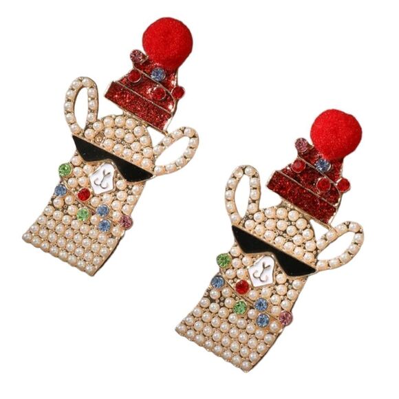 Cb#2 Llama Christmas earrings - Picture 1 of 3